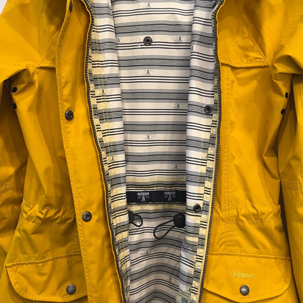 Barbour Yellow Waterproof Hooded Jacket - Picture 3 of 4